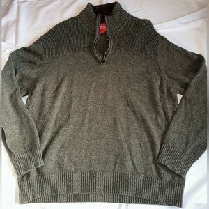 Coleman Men’s XXL Light Green 1/4 Zip Sweater 100% Cotton Ribbed Hem Cuffs